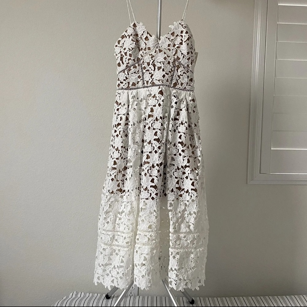 COPY - Self Portrait Women's Azalea Floral Lace Midi Dress white Size US 6 UK 1…